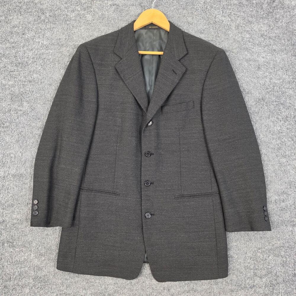 Monsieur by Givenchy Blazer Mens 38R Gray Wool Herringbone Suit Tweed Business